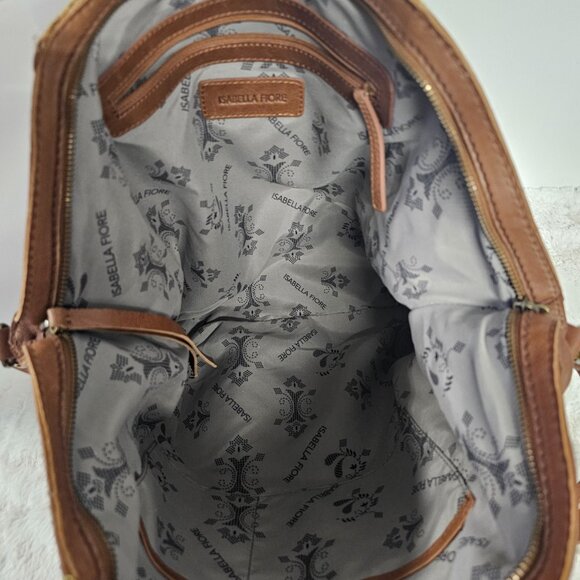 Isabella Fiore Brown Leather Tapestry Bag Western Boho Crossbody - Picture 10 of 13